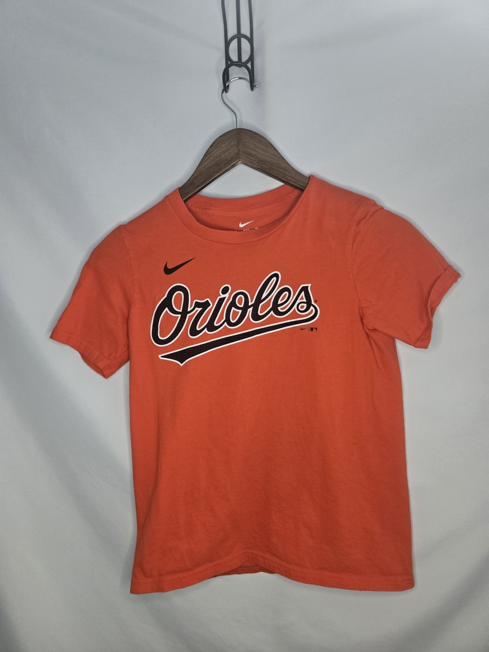 Nike Youth Orioles Short Sleeve Tee in Orange with Black & White Script